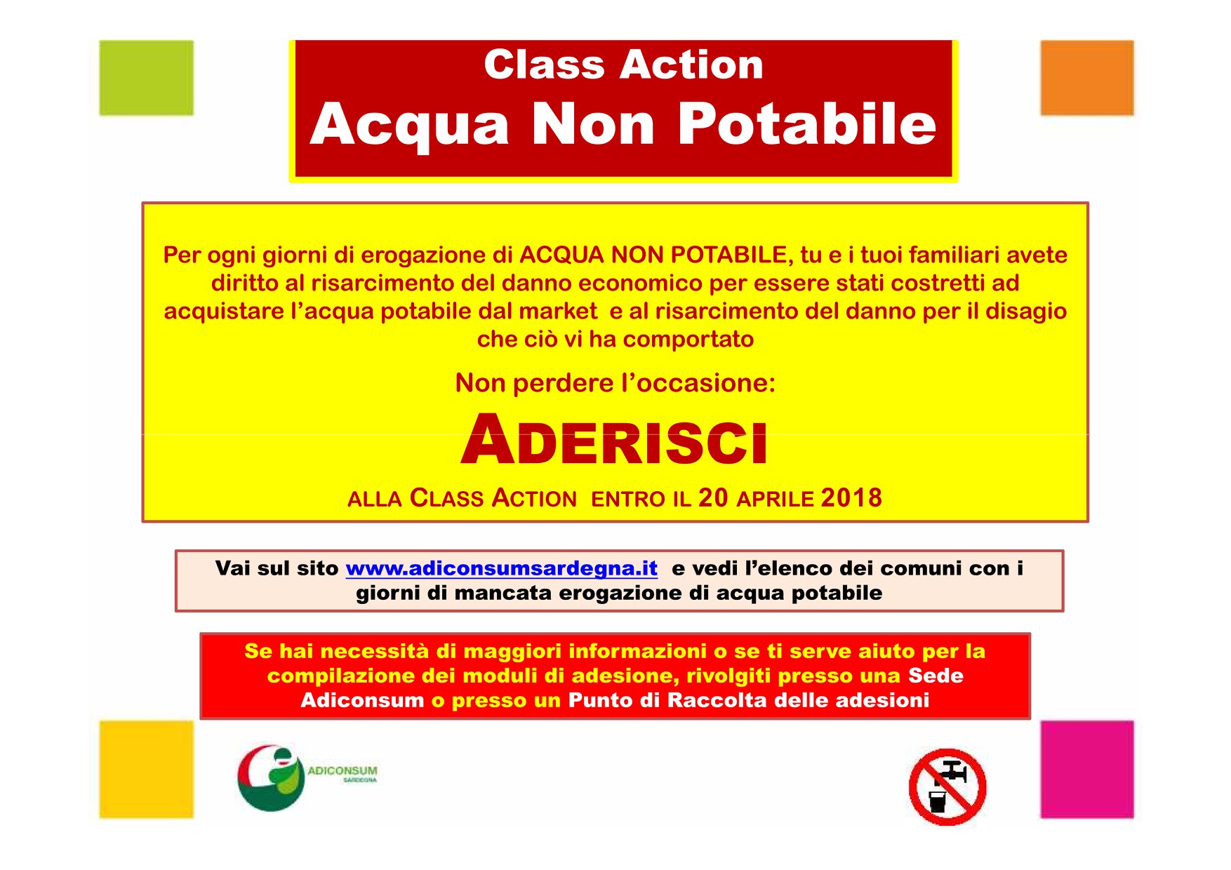 Class action acqua non potabile