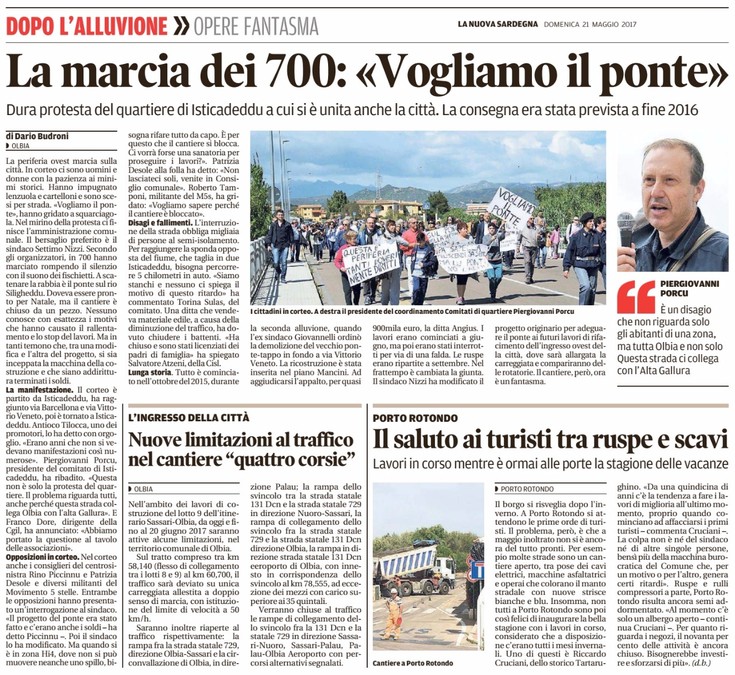 La marcia dei 700 (La Nuova Sardegna, 21 Maggio 2017)